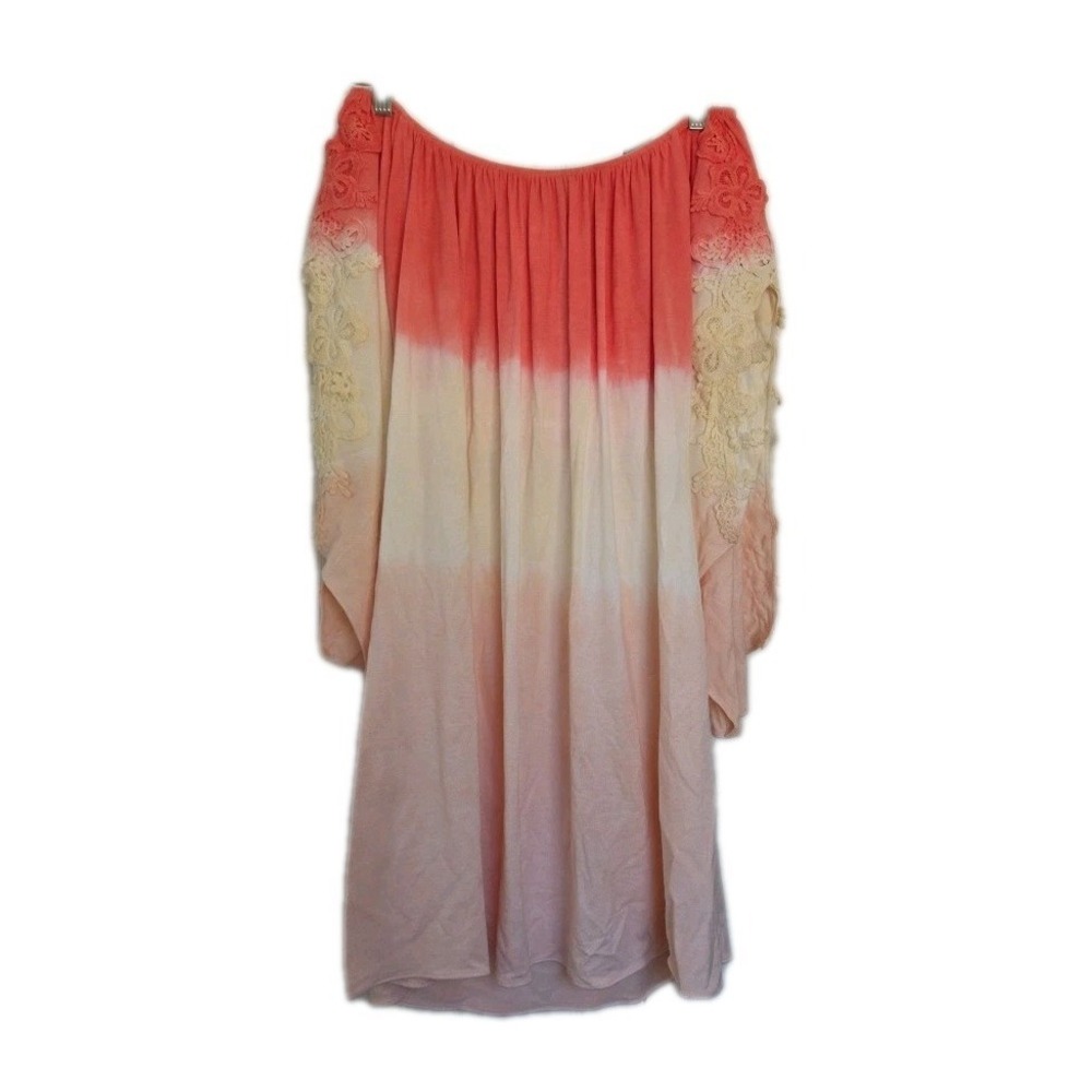 Sky Brand XS Mini Dress Off Shoulder Embroidered Crochet Lace Open Arm Made USA